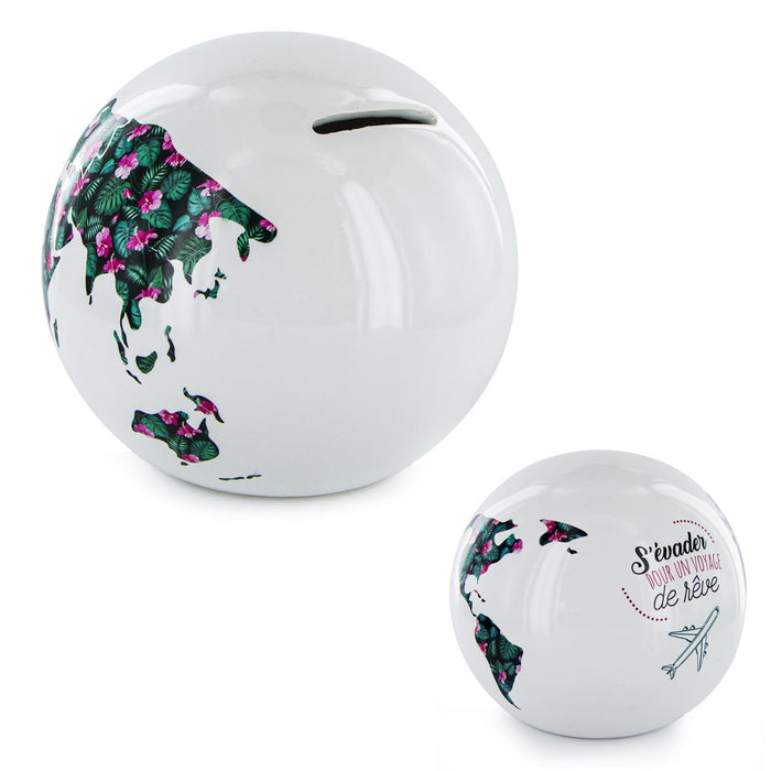 TIRELIRE GLOBE BLANC