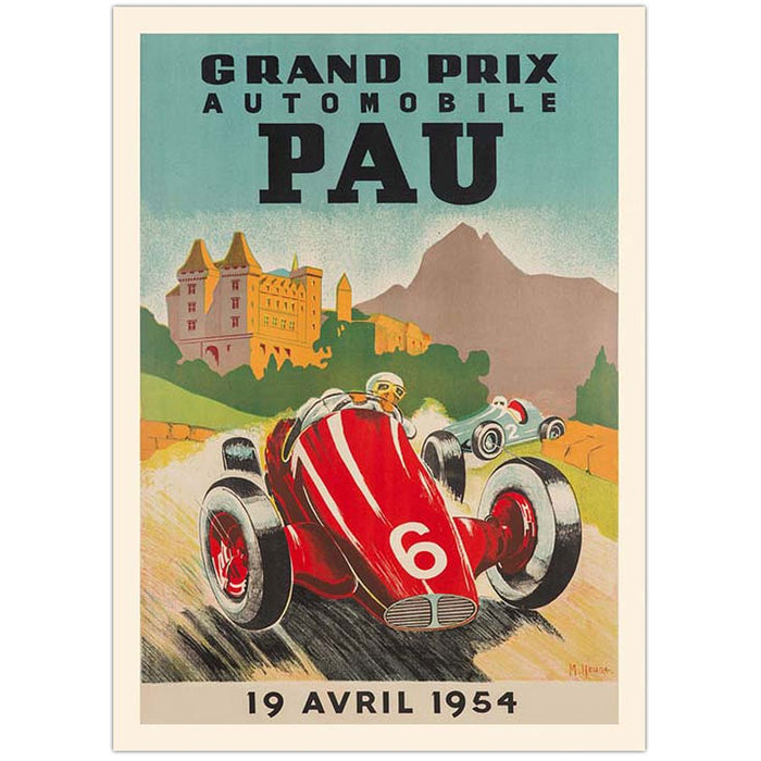 AFFICHE GRAND PRIX DE PAU AUTOMOBILE 1954 N°307 ÉDITION FRICKER 50X70