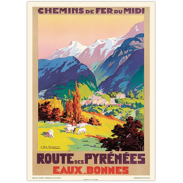 AFFICHE EAUX BONNES ROUTE DES PYRÉNÉES N°322 ÉDITION FRICKER 50X70