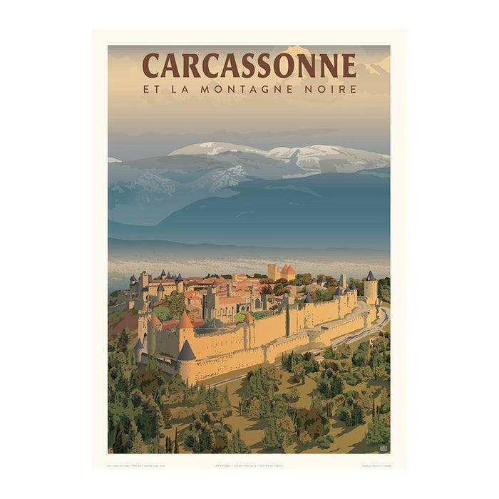 AFFICHE CARCASSONNE ET LA MONTAGNE NOIRE N°730 ÉDITION FRICKER 50X70